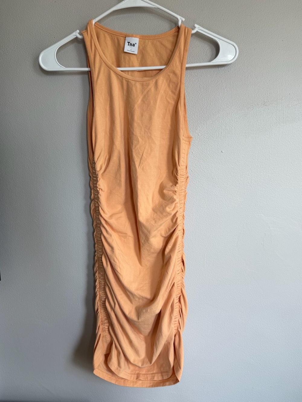 Aritzia TNA Sleeveless Ruched Mini Dress‎ Orange S
